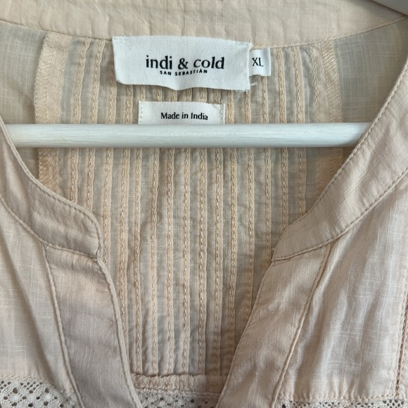 Cream/peach long sleeved button up blouse from indi&cold - Picture 3 of 6